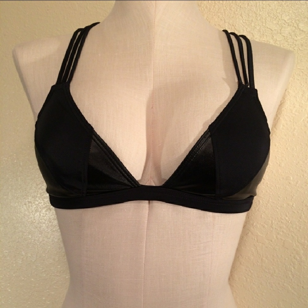 Victoria's Secret Pink Black Strappy Bikini Top